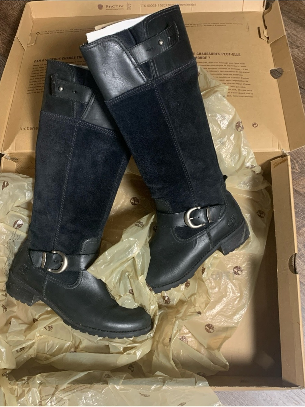 Timberland Ekbethel Black Leather & Suede Riding Boots size 9.5